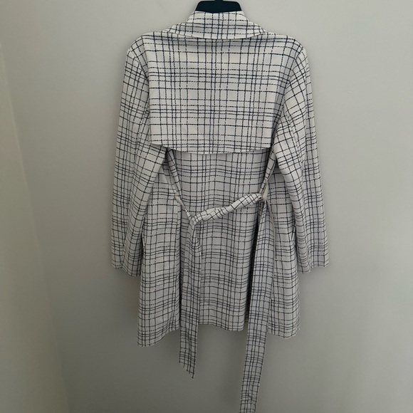 Anthropologie Solitaire Faux Suede Beige Plaid Belted Trench Coat - Picture 10 of 11